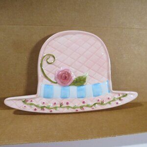 Elements Trinket Dish / Plate Ceramic Pink Rose with Diamond design embossed